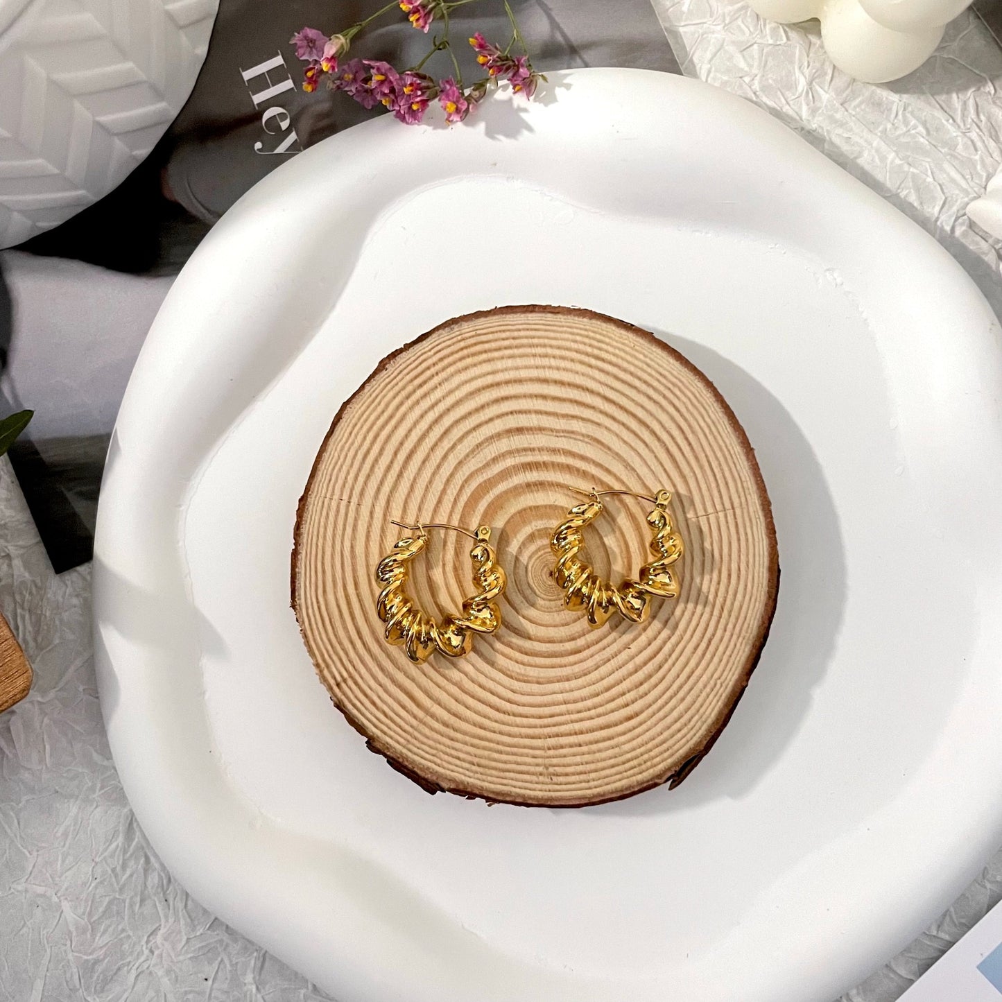 Golden Twisted Earrings