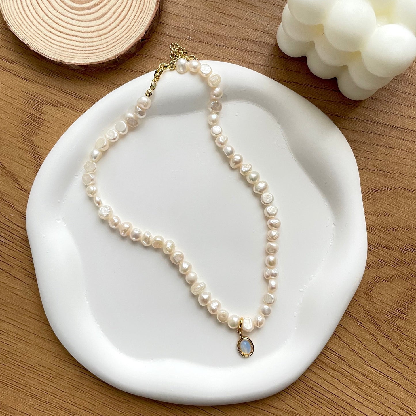 Opal Baroque Pearl Necklace / Choker