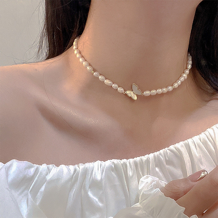 Natural Pearl with Butterfly Choker