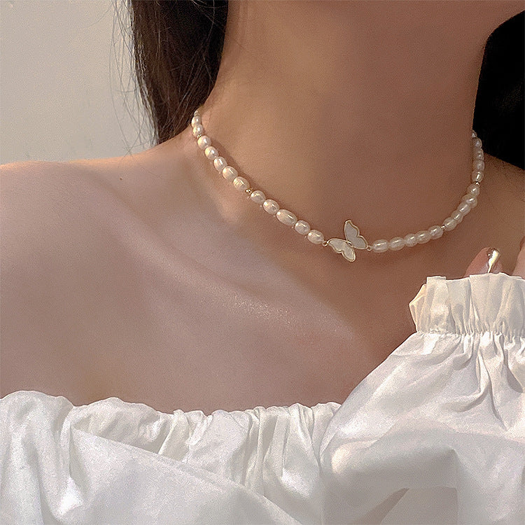 Natural Pearl with Butterfly Choker