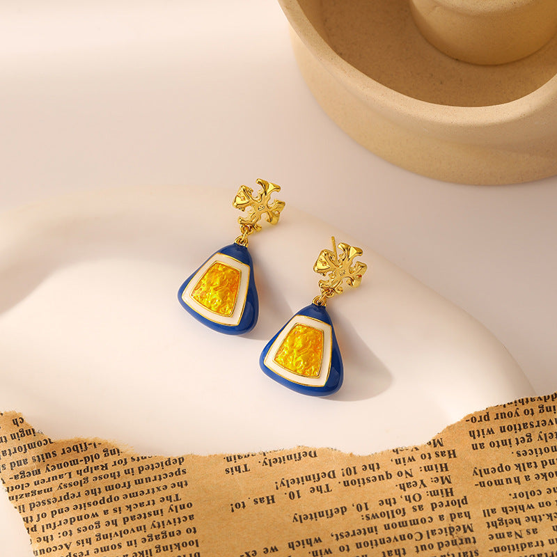 Enamel Oil Dripping Earrings