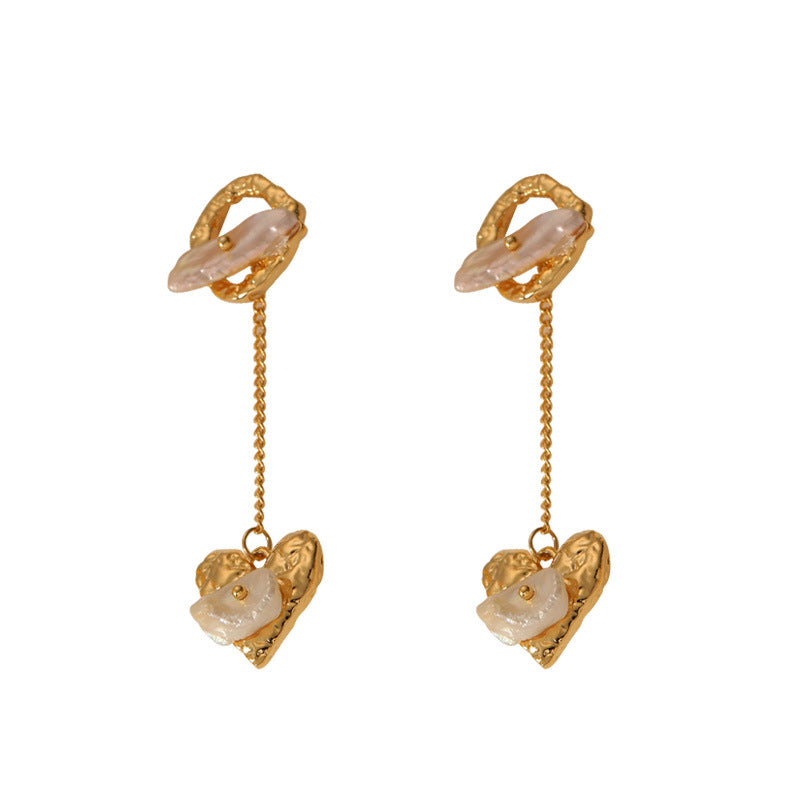 Boucles d'oreilles longues lave avec coeur