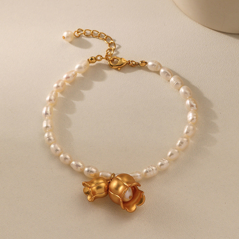 Bell Orchid Pearl Bracelet