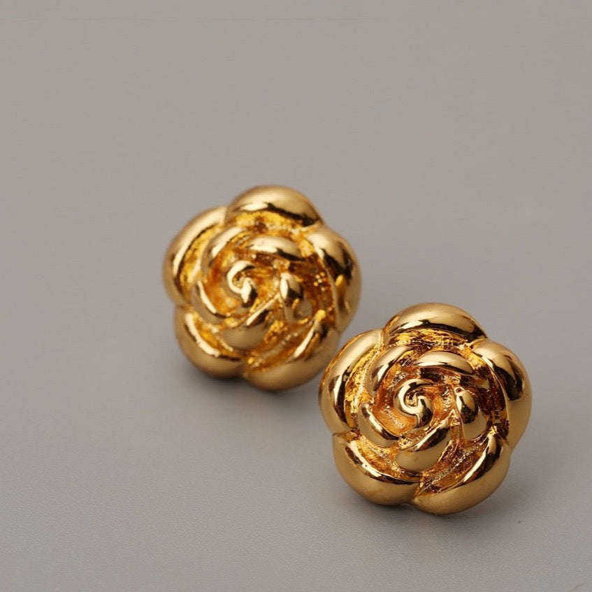 Golden Rose Ear Studs