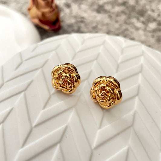 Golden Rose Ear Studs