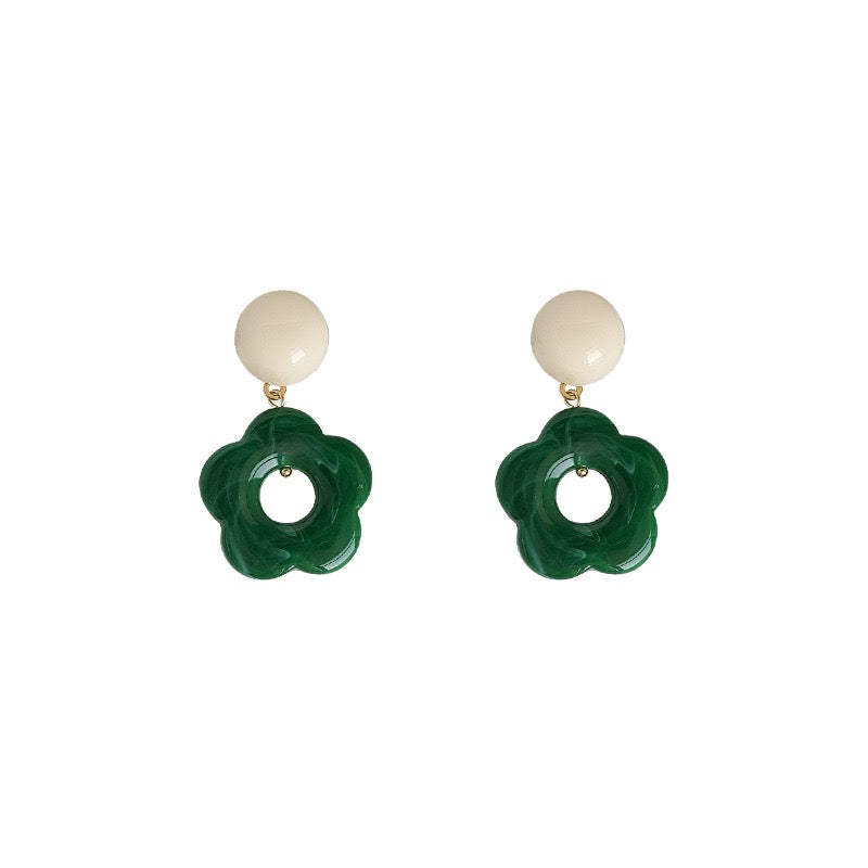 Boucles d'oreilles Forêt Verte / Fleur