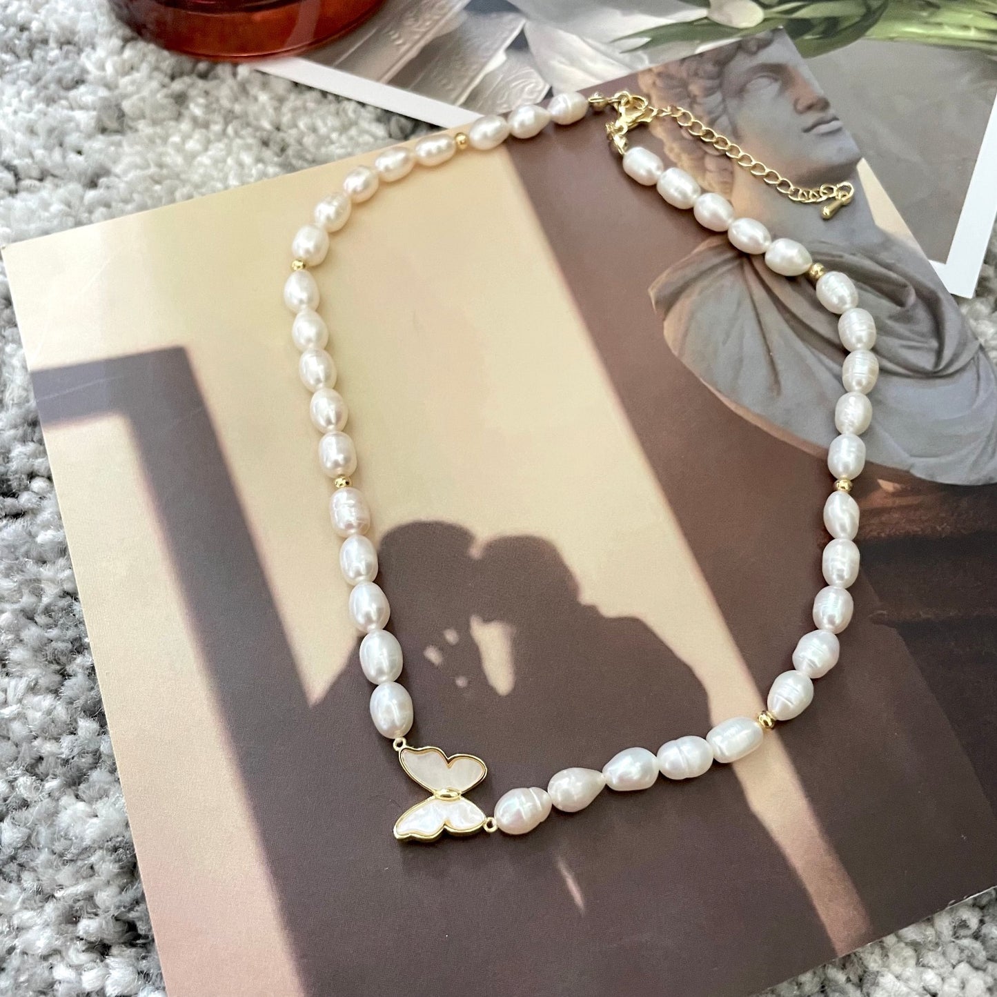 Natural Pearl with Butterfly Choker