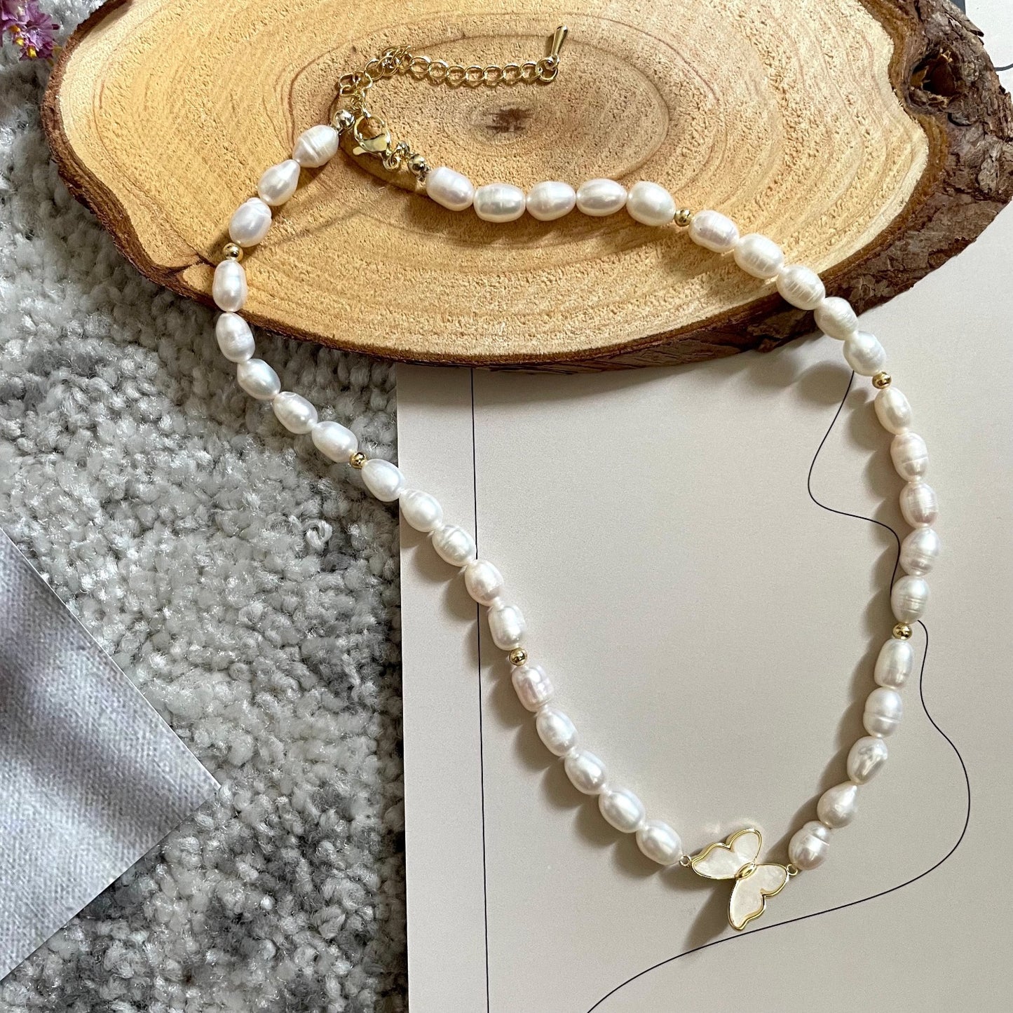 Natural Pearl with Butterfly Choker