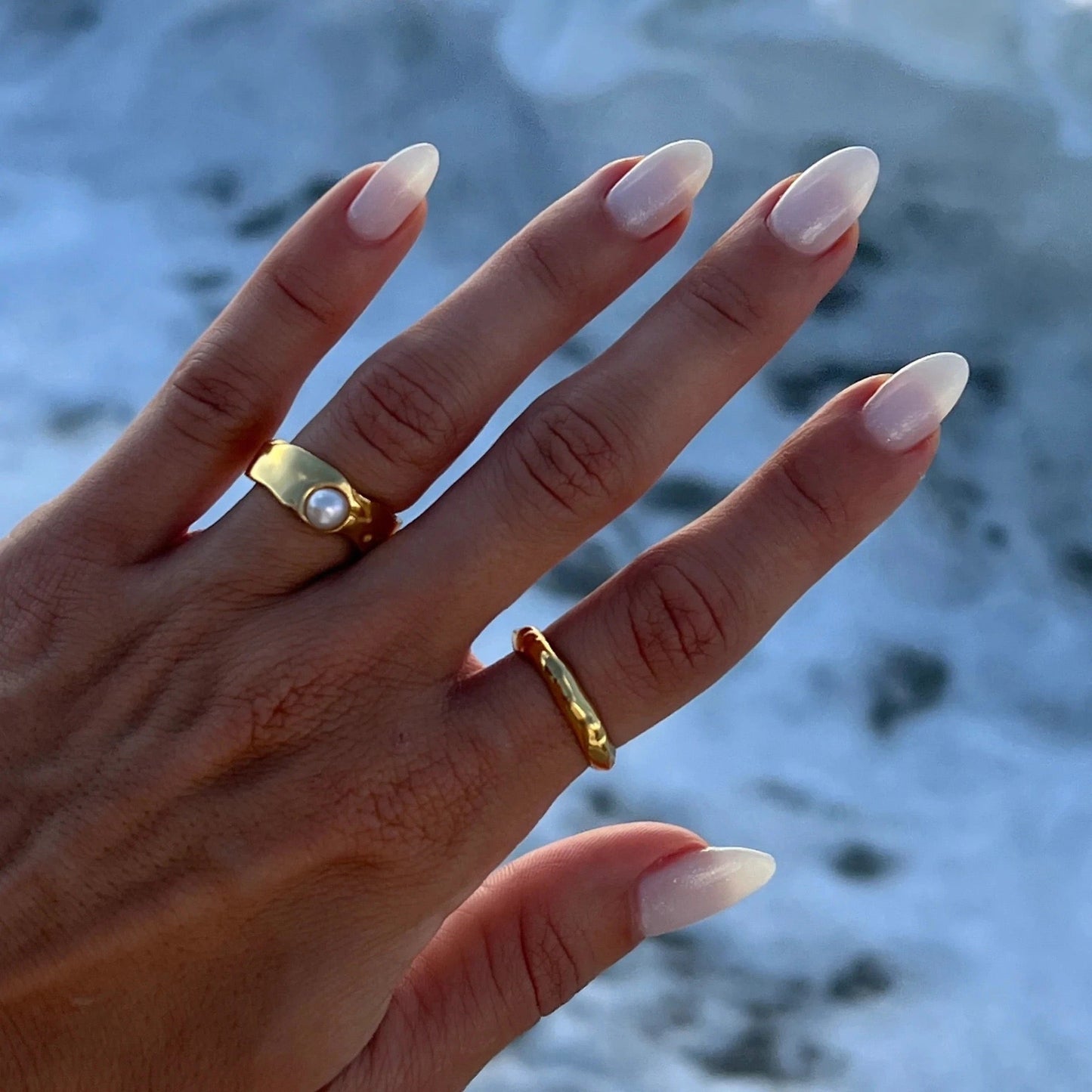 Capri Button Pearl Stacking Ring