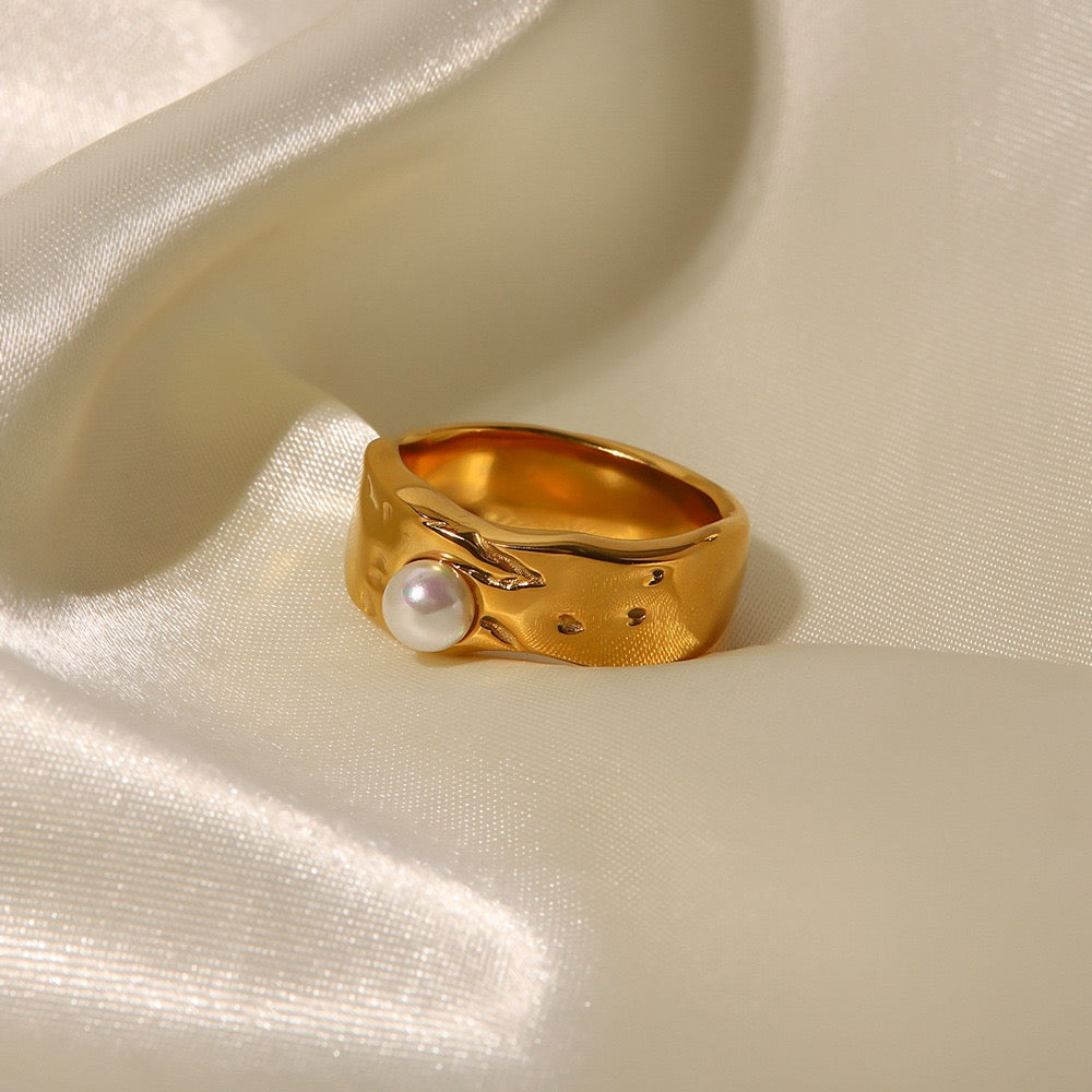 Capri Button Pearl Stacking Ring