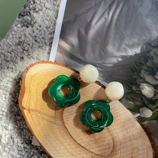 Green Forest / Flower Earrings