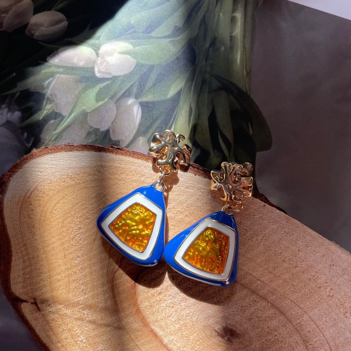 Enamel Oil Dripping Earrings