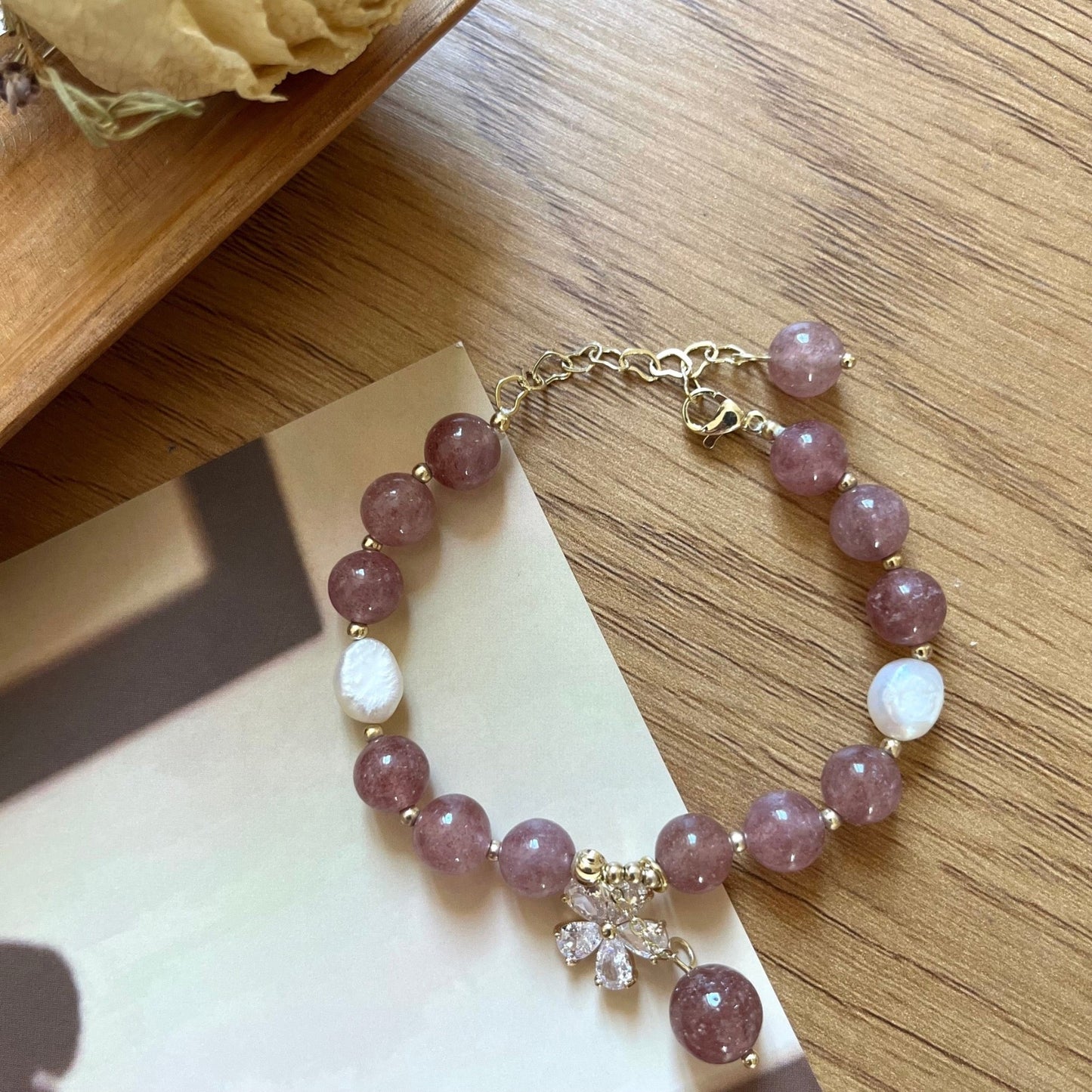 Pink Crystal Natural Stone Bracelet