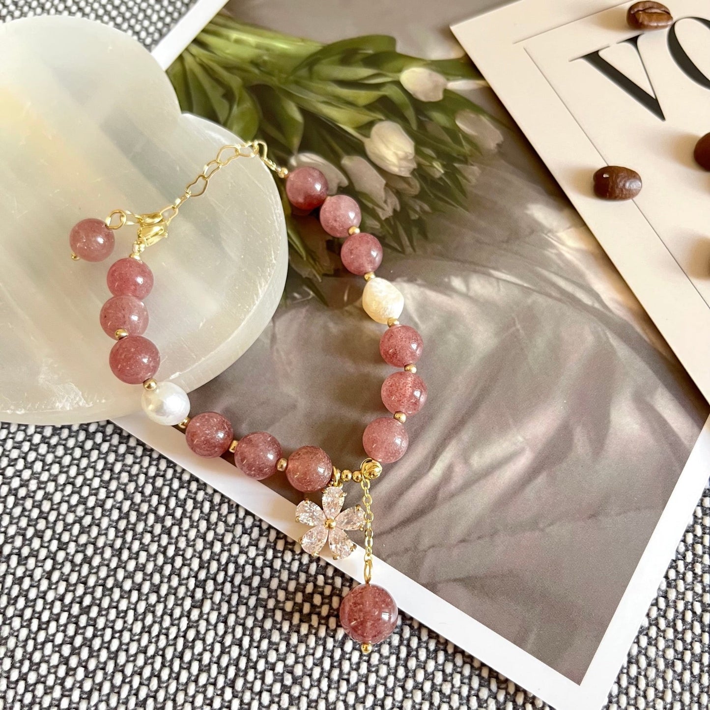 Pink Crystal Natural Stone Bracelet