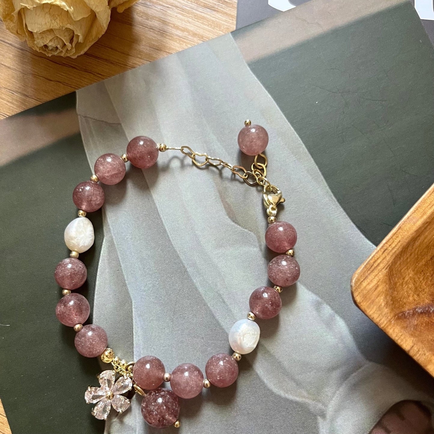 Pink Crystal Natural Stone Bracelet