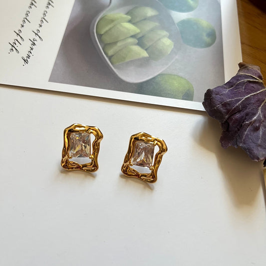 Rectangular Coloured Zircon Earrings