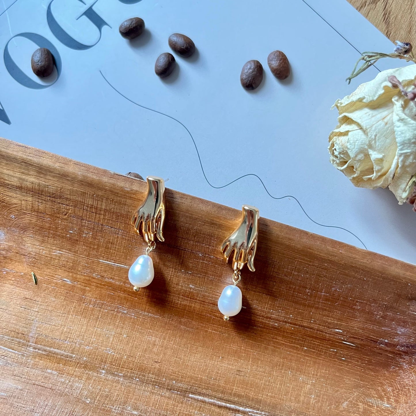 Small Hand Baroque Pearl Stud Earrings