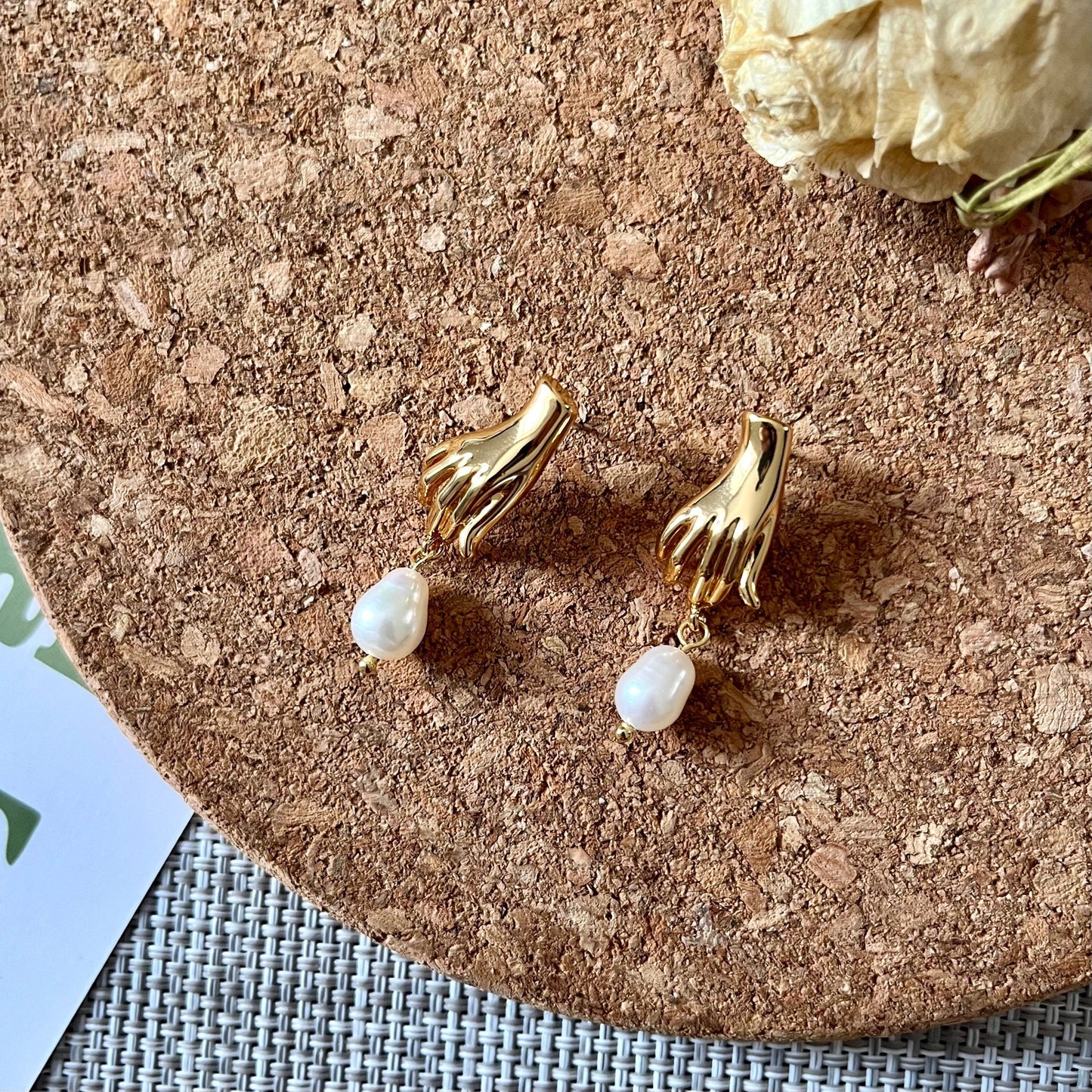 Small Hand Baroque Pearl Stud Earrings