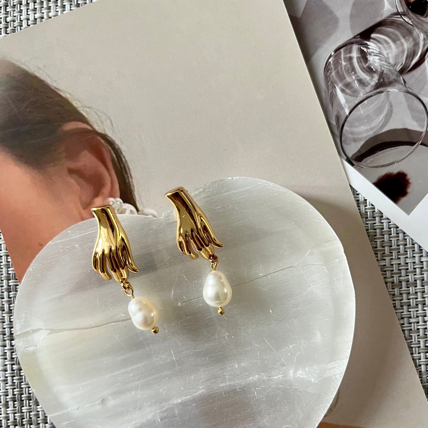 Small Hand Baroque Pearl Stud Earrings