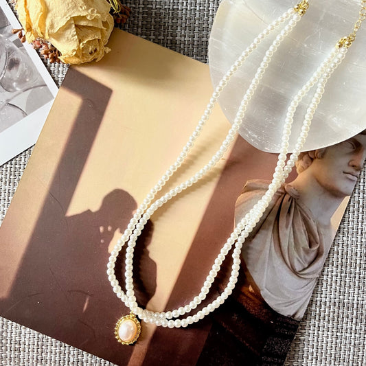 Pearl Necklace with Double Chain