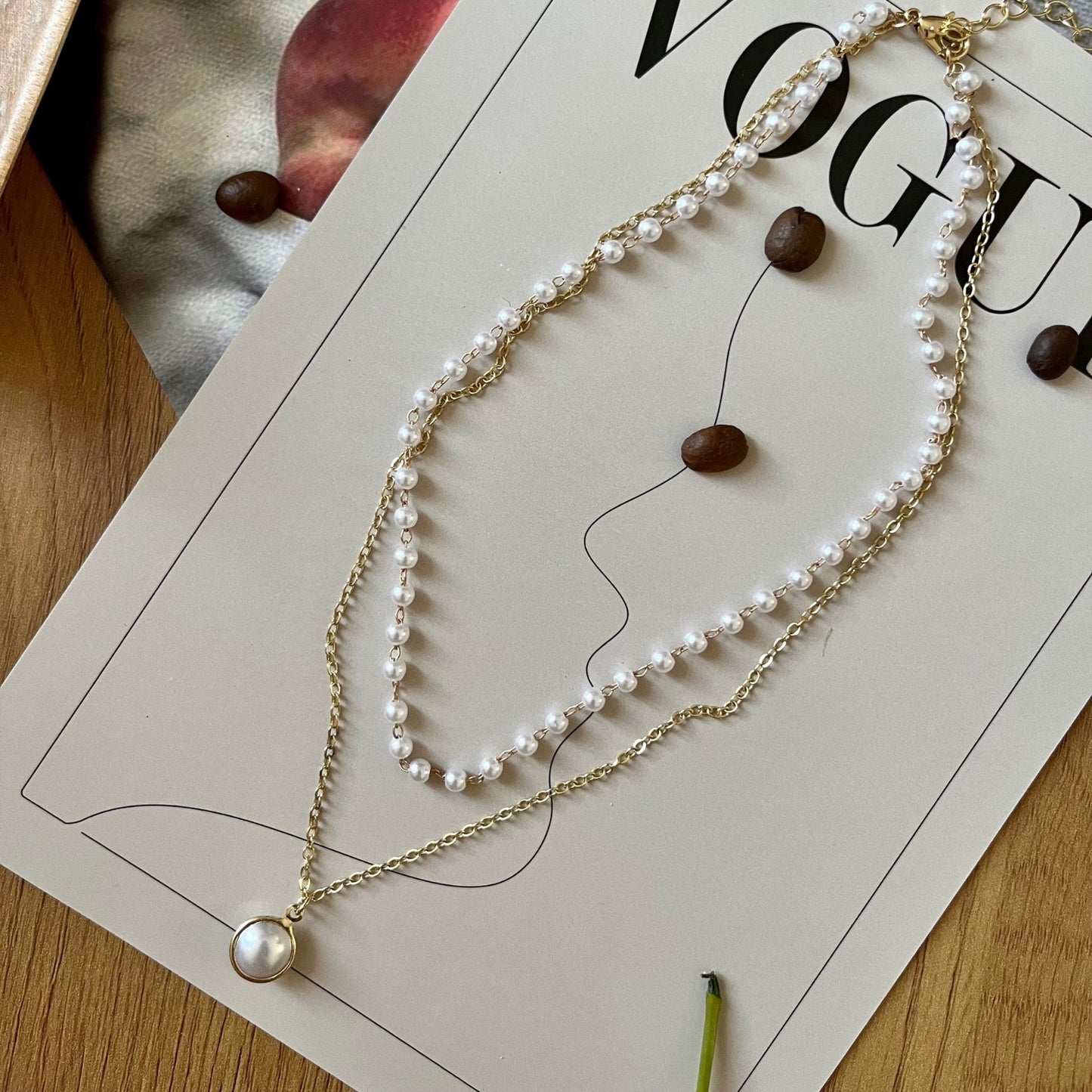 ✨Classic Double Chain Pearl Necklace