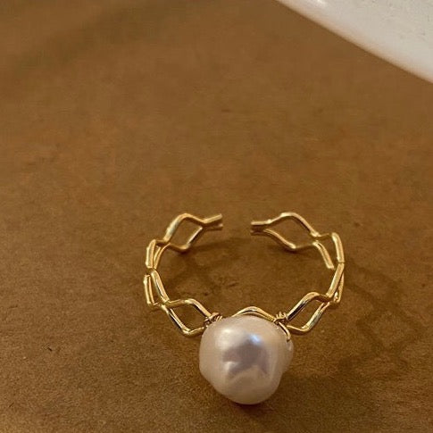 Vintage Braid Pearl Ring