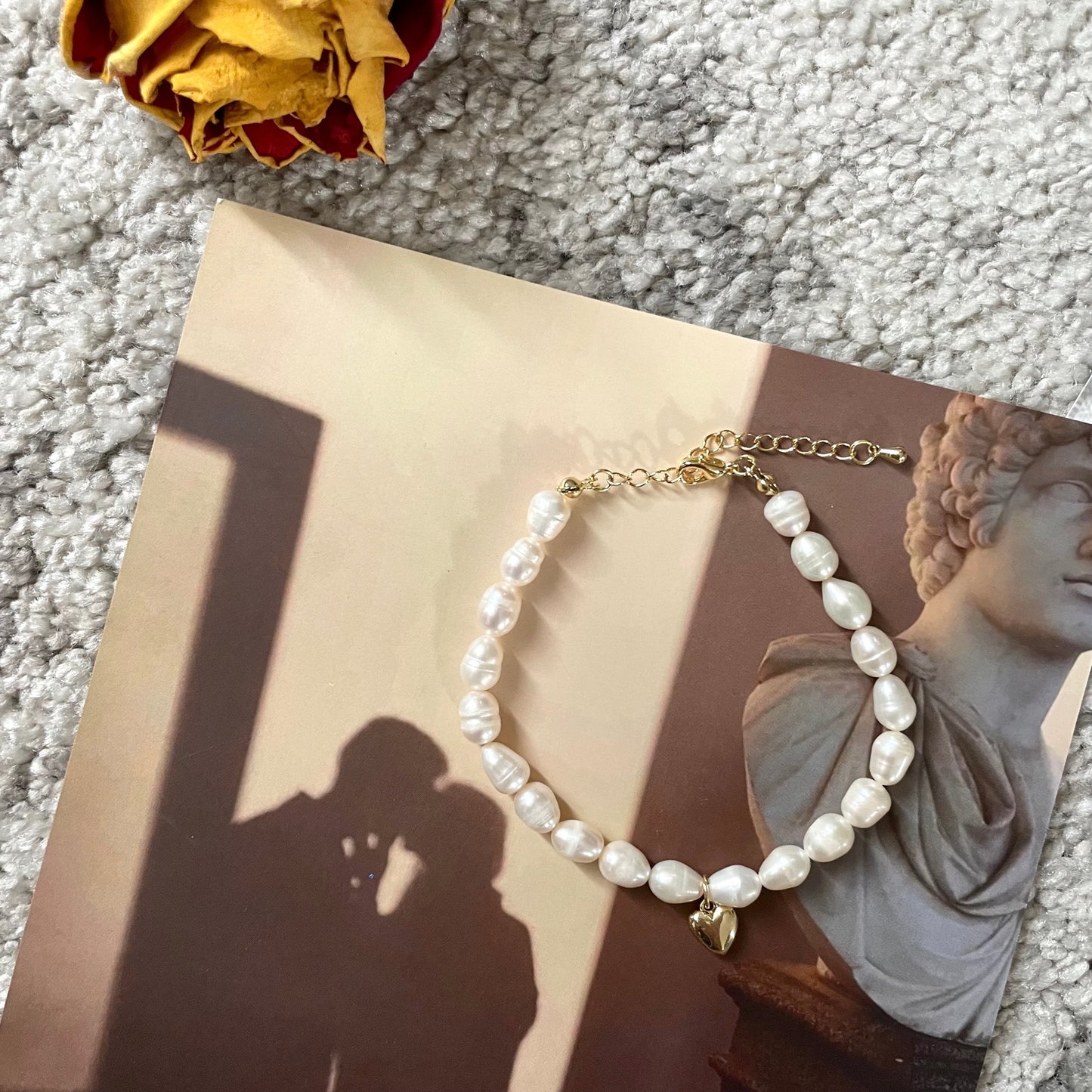 Pearl Bracelet with Heart Pendant