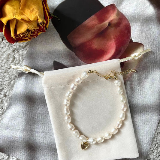 Pearl Bracelet with Heart Pendant