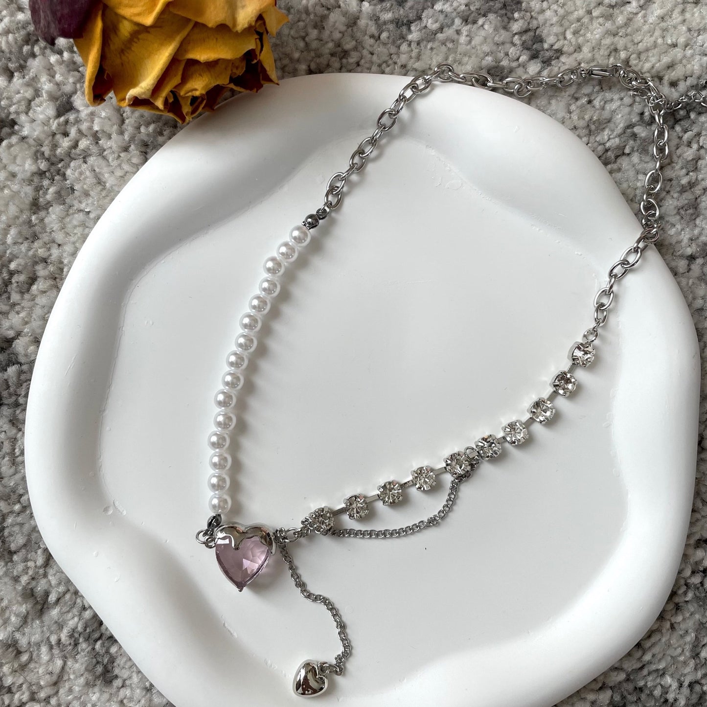 Collier Sweetie (Pendentif Coeur Rose)