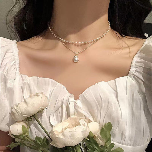 ✨Classic Double Chain Pearl Necklace