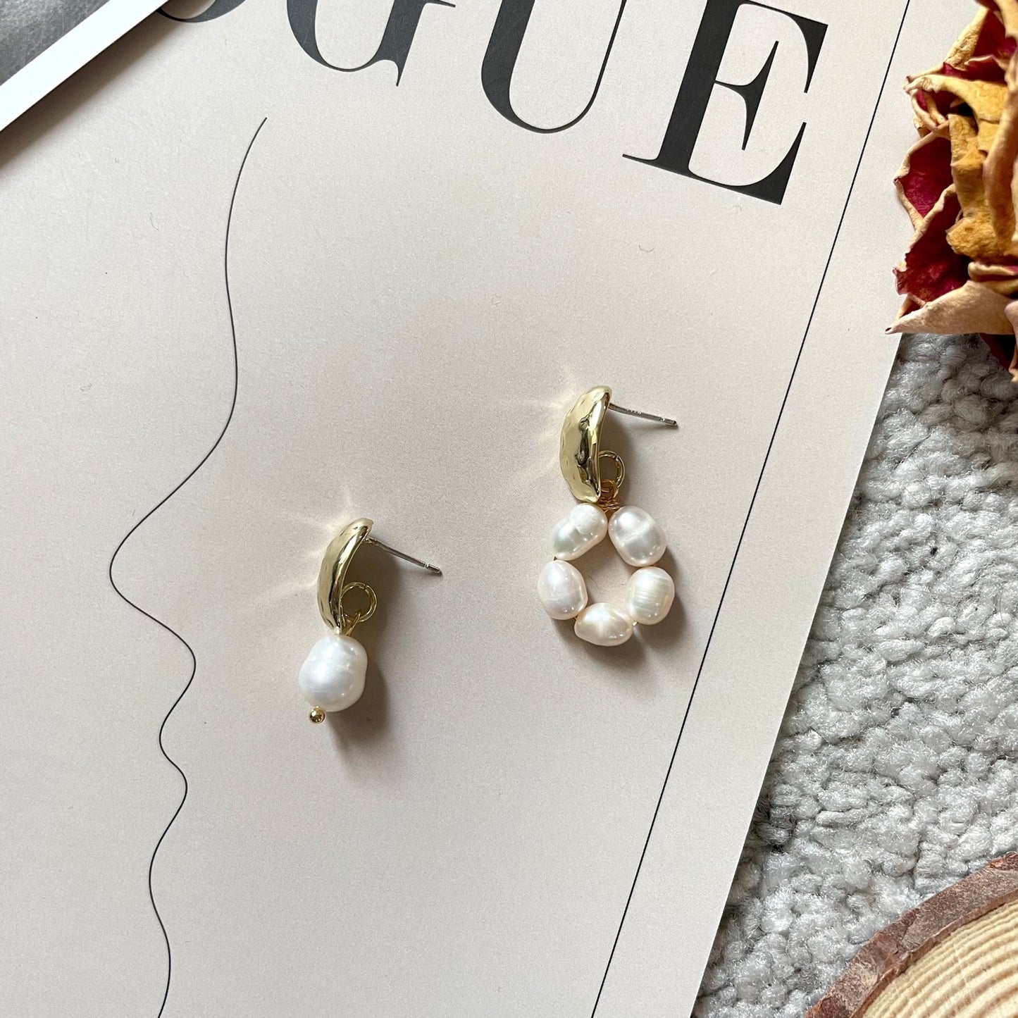 Handmade Asymmetric Pearl Earrings