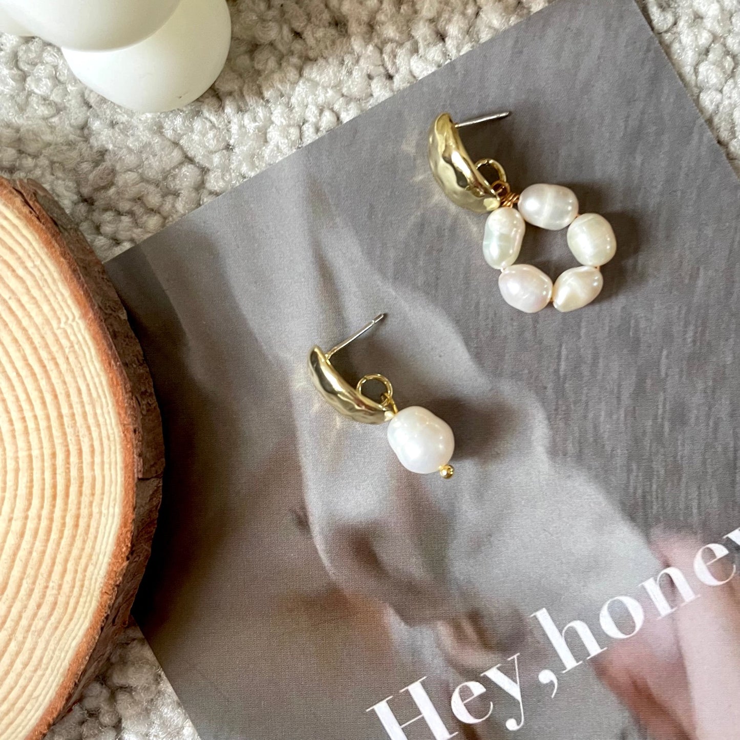 Handmade Asymmetric Pearl Earrings