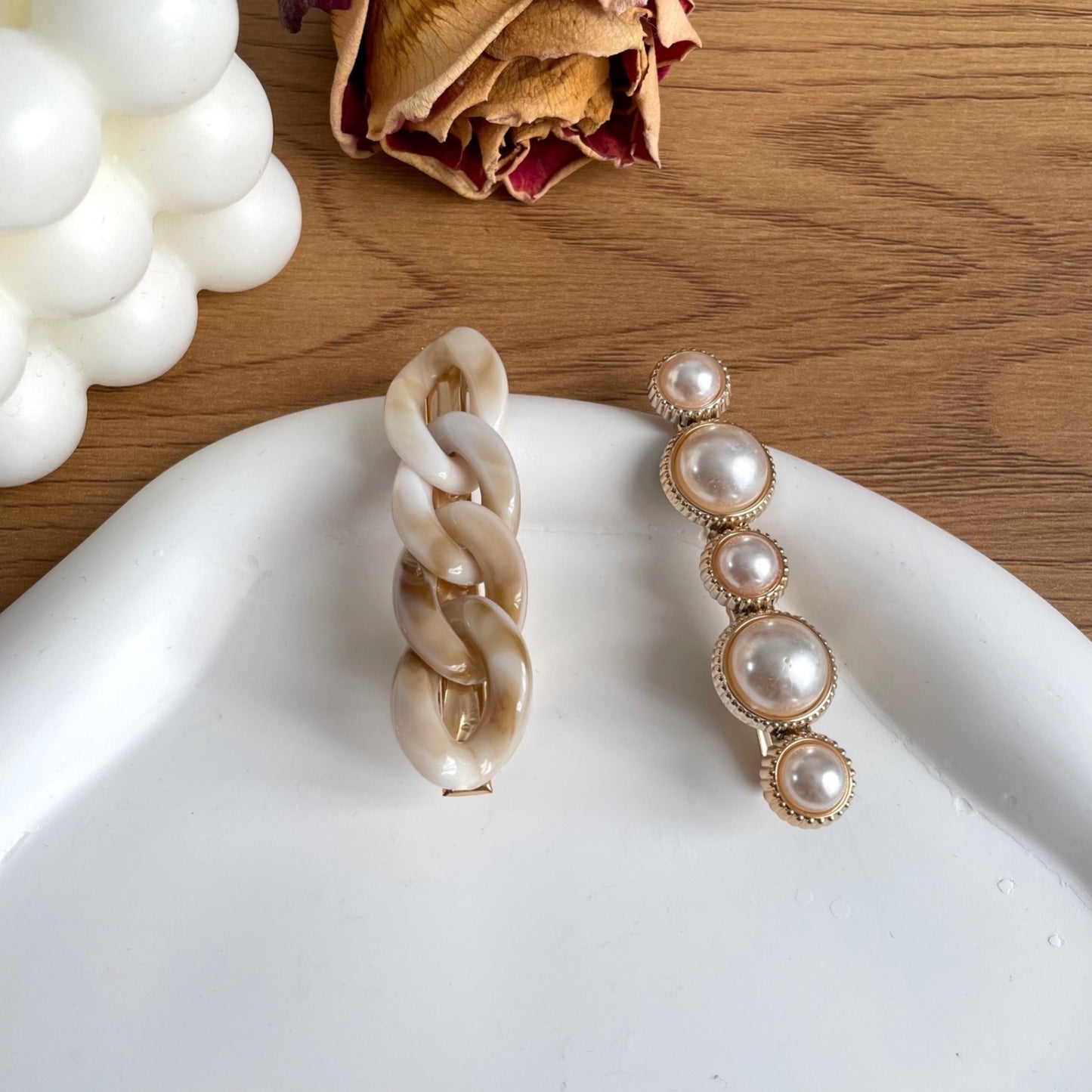 Chain & Pearl Hair Clip Set