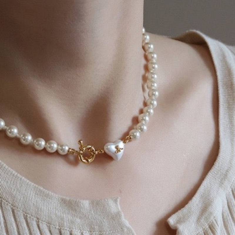 Love Heart Choker with Pearl