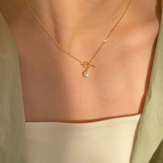 Flawless Pearl OT Buckle Necklace (Golden / Silver)