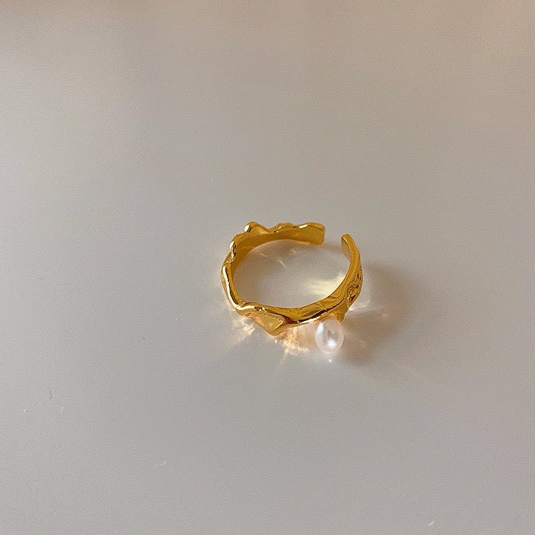 Bague Perle Irrégulière (Doré / Argent)